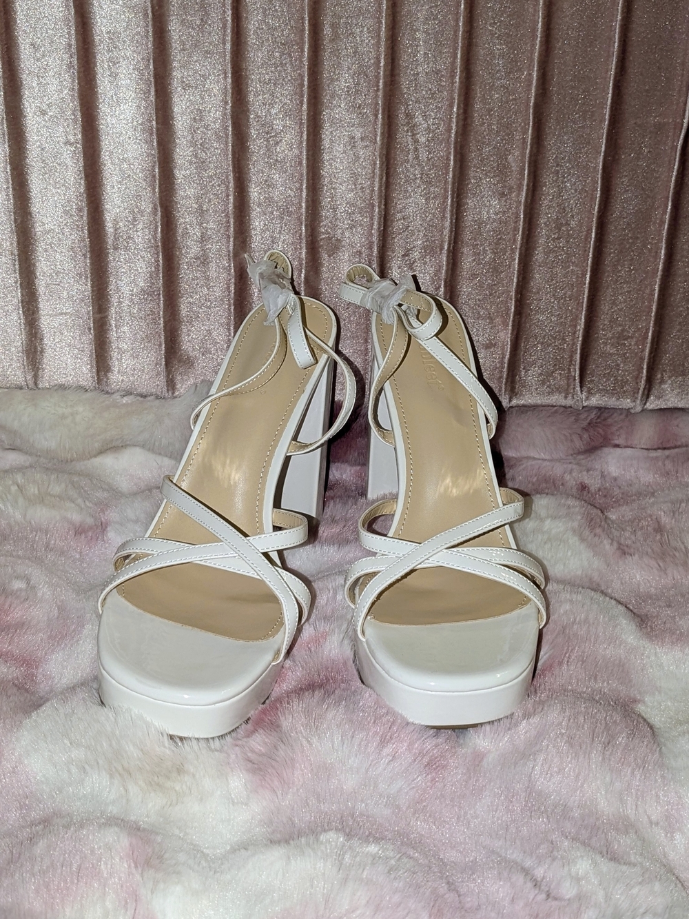 ✨ Abbleet White Patent PlatformWomen’s White Strappy Platform Block Heel Sandals